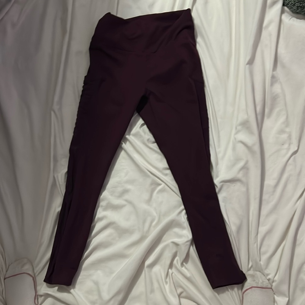 Maroon Fabletics Leggings With Mesh Pockets. - image 1